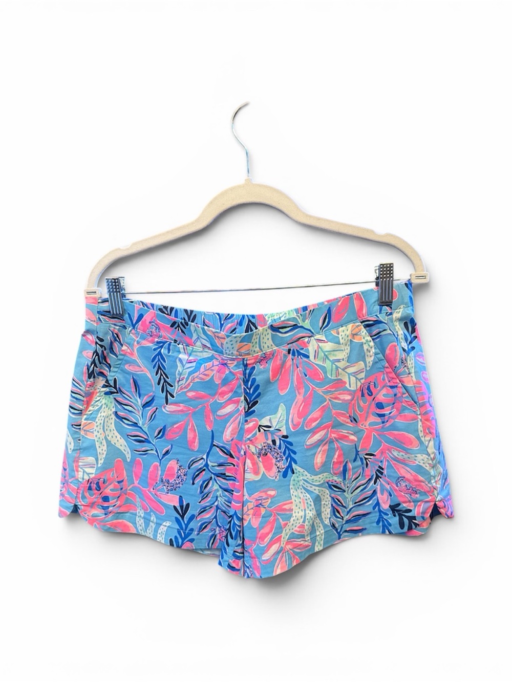 Lilly Pulitzer Blue Tropical Print High-Waist Shorts